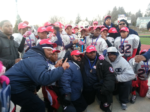 Dorchester Pop Warner team headed for Super Bowl: The Dorchester Pop Warner Junior Midget team of 12- and 13-year-old players won the regional championship last weekend by defeating the Hartford Hurricanes. The team will travel to Orlando, Florida this weekend to play in the national Pop Warner Super Bowl tournament. The league is seeking help from Dorchester residents and businesses to help defray the costs of the trip. Photo courtesy Jean Felix